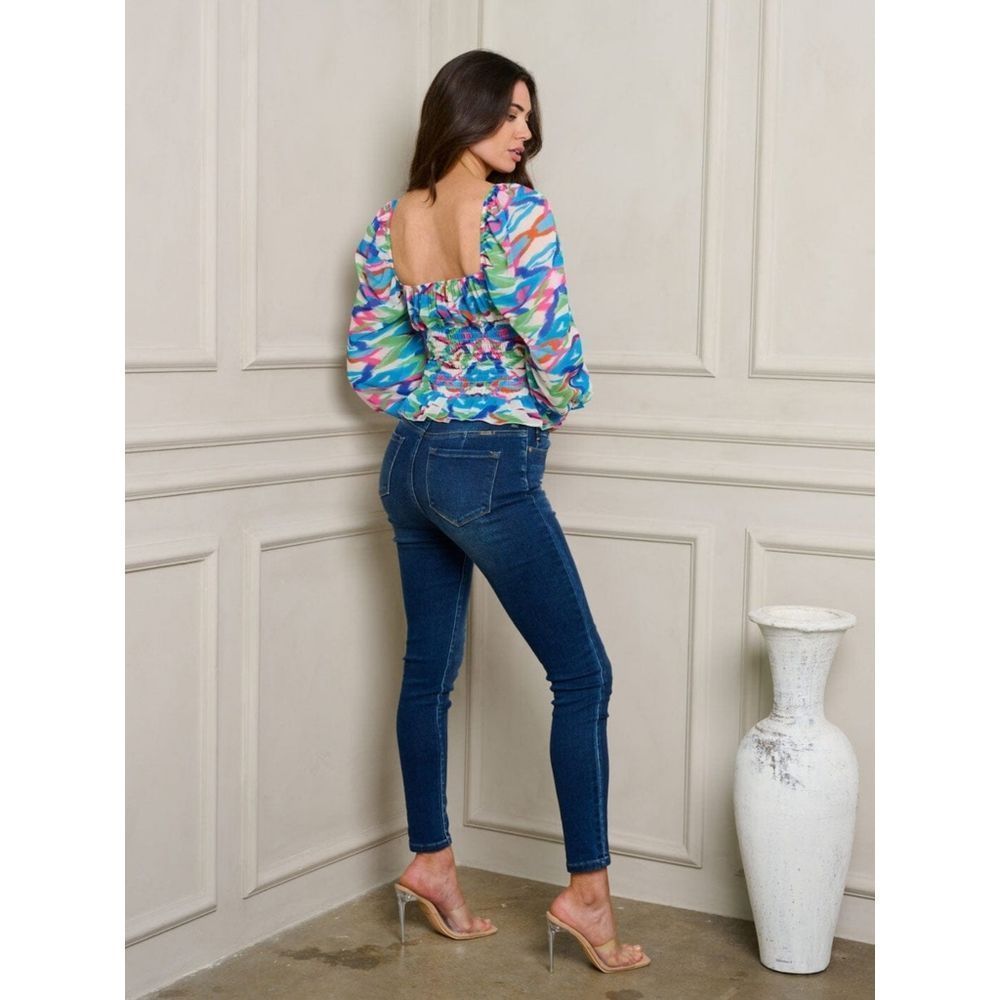 Shirred Colorful Top - Picture 5 of 11